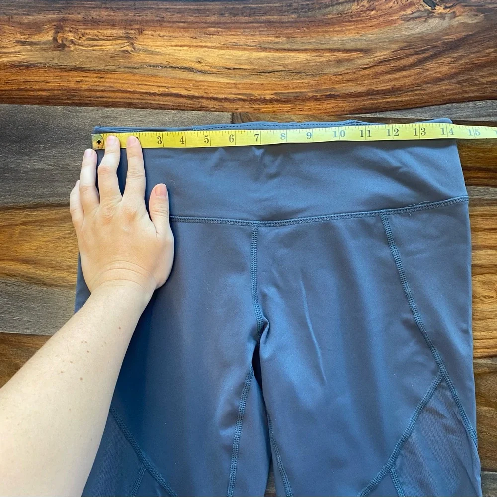 Nice Mesh Side Panel Yoga & Pilates Athletic Leggings Capri Length Pocket M